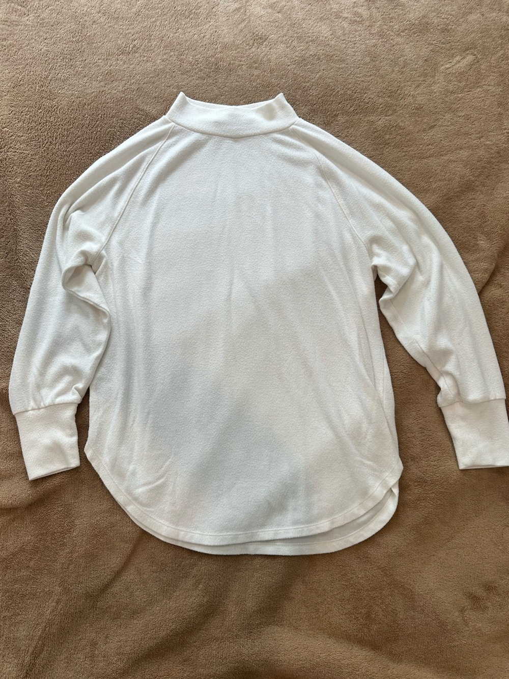 LOFT Cream Mock Neck Long Sleeve Top